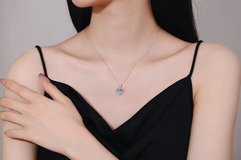 Moissanite Schmuck Set Sweet Heart - Silber